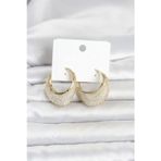 316L Çelik Gold Renk Kristal Taş Detaylı Halka Kadın Küpe TG27BKP11839