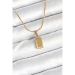 316L Çelik Gold Renk Mini Külçe Altın Model Kolye - TJ-BKO10603