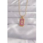 316L Çelik Gold Renk Mor Mineli El Figür Tarot Kolye - TJ-BKO9034