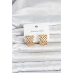 316L Çelik Gold Renk Motif Desenli Halka Kadın Küpe 5886