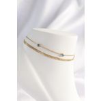316L Celik Gold Renk Nazar Boncuk Tasarimli 2Li Halhal - Tj-Hh1607