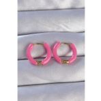 316L Çelik Gold Renk Pembe Mineli Halka Küpe