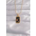 316L Çelik Gold Renk Siyah Mineli Yıldız Figür Tarot Kolye