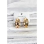 316L Çelik Gold Renk Yarım Halka Model Kadın Küpe 5886