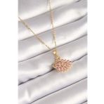 316L Çelik Gold Renk Zincir Pembe Zirkon Taşlı Kuğu Model Kadın Kolye