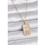 316L Çelik Gold Renk Zincir Terazi Burcu Zirkon Taşlı Kadın Kolye - TJ-BKO9469