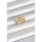 316L Çelik Gold Renk Zincirli Vintage Model Kadın Yüzük 5886