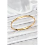 316L Çelik Gold Renk Zirkon Taşlı 65 Mm İnce Kadın Kelepçe Bileklik 5886