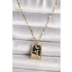 316L Çelik Gold Renk Zirkon Taşlı Ay Figürlü Tarot Model Kadın Kolye