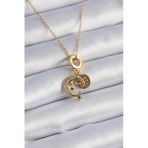 316L Çelik Gold Renk Zirkon Taşlı Ay Yıldız Model Charm Model Kadın Kolye 5886
