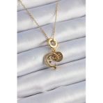 316L Çelik Gold Renk Zirkon Taşlı Ay Yıldız Model Charm Model Kolye