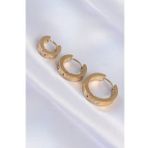 316L Çelik Gold Renk Zirkon Taşlı Cartier Model 3lü Halka Küpe - EBJ240613W24956