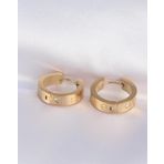 316L Çelik Gold Renk Zirkon Taşlı Cartier Model Halka Küpe - EBJ240613W24952