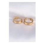316L Çelik Gold Renk Zirkon Taşlı Cartier Model Halka Küpe