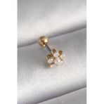 316L Çelik Gold Renk Zirkon Taşlı Çiçek Model Tragus Piercing Vice1395 3614