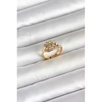 316L Çelik Gold Renk Zirkon Taşlı Kalp Model Kadın Yüzük - Tj-Byk4169