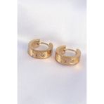 316L Çelik Gold Renk Zirkon Taşlı Minimal Model Halka Küpe - Lisinya - 001-Renkli