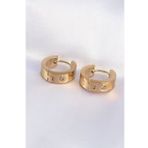 316L Çelik Gold Renk Zirkon Taşlı Minimal Model Halka Küpe - TJ-BKP9007