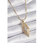 316L Çelik Gold Renk Zirkon Taşlı Vintage Model Kadın Kolye - TJ-BKO9517