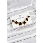 316L Çelik Gold Siyah Renk 3 Boy Yonca Küpe Seti