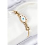 316L Çelik Göz Charm Model Gold Renk Kadın Bileklik - Lisinya - 001-Renkli