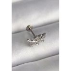 316L Çelik Gümüş Renk Dal Model Zirkon Taş Detaylı Tragus Piercing 5886
