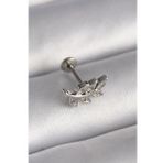 316L Çelik Gümüş Renk Dal Model Zirkon Taş Detaylı Tragus Piercing - Tj-Pr1343