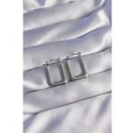 316L Çelik Gümüş Renk Dikdörtgen Model Küpe - TJ-BKP9038