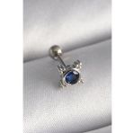 316L Çelik Gümüş Renk Mavi Zirkon Taşlı Tragus Piercing - Tj-Pr1271