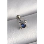 316l Çelik Gümüş Renk Mavi Zirkon Taşlı Tragus Piercing