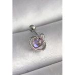 316L Çelik Gümüş Renk Mor Mineli Kalp Zirkon Taş Detay Tragus Piercing 5886
