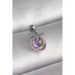 316L Çelik Gümüş Renk Mor Mineli Zirkon Taş Detay Tragus Piercing - Lisinya