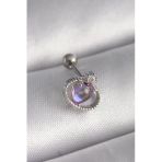 316L Çelik Gümüş Renk Mor Mineli Zirkon Taş Detay Tragus Piercing - Tj-Pr1273