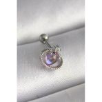 316L Çelik Gümüş Renk Mor Mineli Zirkon Taş Detay Tragus Piercing