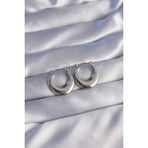 316L Çelik Gümüş Renk Oval Ayna Model Küpe - Lisinya - 001-Renkli
