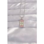 316L Çelik Gümüş Renk Pembe Mineli Ay Figür Tarot Kolye - TJ-BKO9045