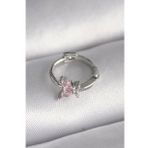 316L Çelik Gümüş Renk Pembe Zirkon Taşlı Kelebek Model Tragus Piercing - Tj-Pr1331