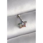 316L Çelik Gümüş Renk Renkli Zirkon Taşlı Yıldız Model Tragus Piercing 5886