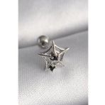 316L Çelik Gümüş Renk Siyah Zirkon Taş Detay Örümcek Ağ Model Tragus Piercing - Tj-Pr1293