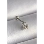 316L Çelik Gümüş Renk Üçgen Zirkon Taşlı Tragus Piercing 5886