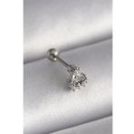 316L Çelik Gümüş Renk Üçgen Zirkon Taşlı Tragus Piercing - Tj-Pr1239