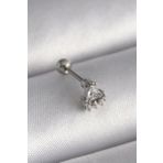 316l Çelik Gümüş Renk Üçgen Zirkon Taşlı Tragus Piercing