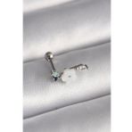 316L Çelik Gümüş Renk Zirkon Taş Detay Beyaz Çiçek Model Tragus Piercing - Tj-Pr1357