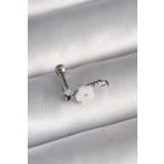 316l Çelik Gümüş Renk Zirkon Taş Detay Beyaz Çiçek Model Tragus Piercing