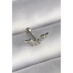 316L Çelik Gümüş Renk Zirkon Taş Detay Kanat Model Tragus Piercing 5886