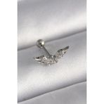316L Çelik Gümüş Renk Zirkon Taş Detay Kanat Model Tragus Piercing - Lisinya - 001-Renkli