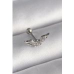 316L Çelik Gümüş Renk Zirkon Taş Detay Kanat Model Tragus Piercing