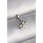 316L Çelik Gümüş Renk Zirkon Taşlı Çiçek Model Tragus Piercing Vice1395 3615
