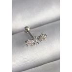 316L Çelik Gümüş Renk Zirkon Taşlı Çiçek Tragus Piercing 5886