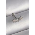 316L Çelik Gümüş Renk Zirkon Taşlı Çiçek Tragus Piercing - Tj-Pr1247